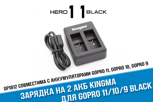 Зарядное устройство Kingma для 2 аккумуляторов GoPro HERO 11/10/9