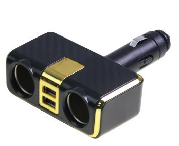 Разветвитель прикуривателя+USB золотой