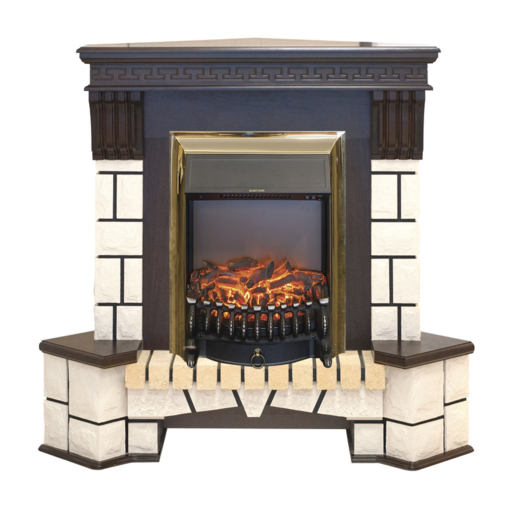 REAL FLAME Электрокамин Stone Corner STD/EUG AO (DN) /Стоун угловой/с Fobos s Lux BR