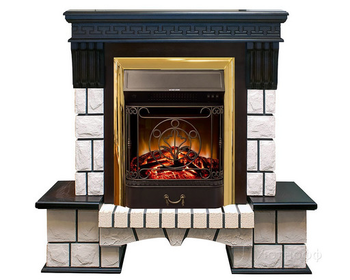 REAL FLAME Электрокамин Stone STD/EUG AO, DN /Стоун/с Majestic s Lux BR