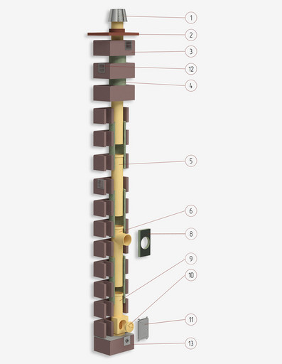 Дымоход из керамики Системы OFFEN MULTIKERAM S-BLOCK 1+V d 160 h 15