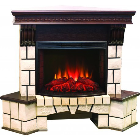 REAL FLAME Электрокамин Stone Corner 25/25,5 /Стоун угловой/с Evrika 25,5 LED