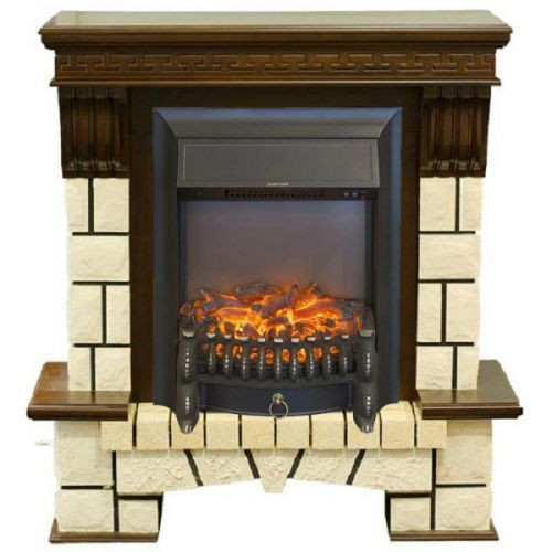 REAL FLAME Электрокамин Stone Corner STD/EUG AO (DN) /Стоун угловой/с Fobos s Lux BL