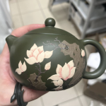 Чайник зеленый с цветами