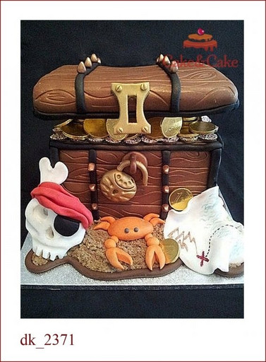 Детский торт `Сундук с сокровищами` 3D