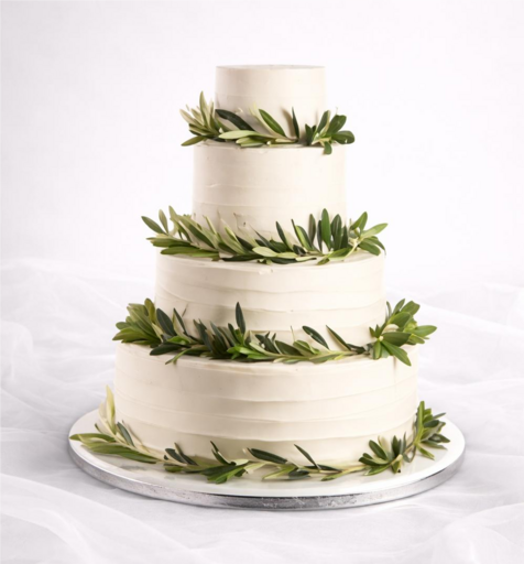 Свадебный торт без мастики с веточками эвкалипта