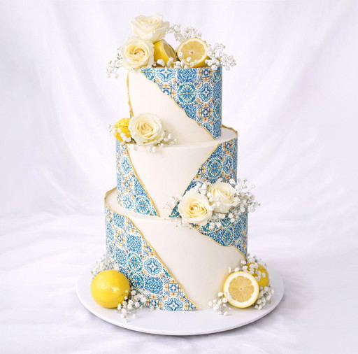 Свадебный торт "Лимонная мозаика"