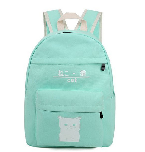 Мятный рюкзак с милым котиком 032