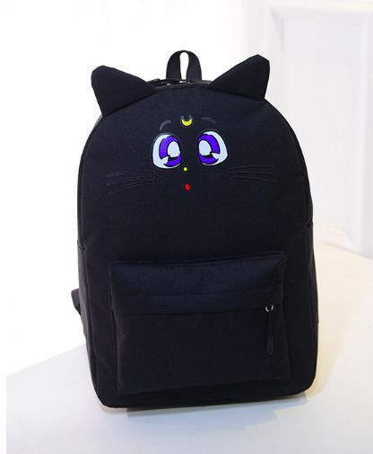 Черный рюкзак с котиком Сейлор Мун