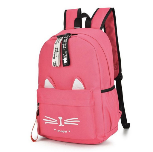 Школьный Алый рюкзак с ушками котика