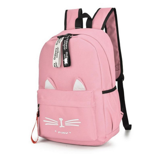 Розовый рюкзак с ушками котика 021