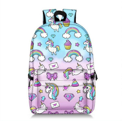 Школьный Рюкзак для девочки подростка Единороги и радуга