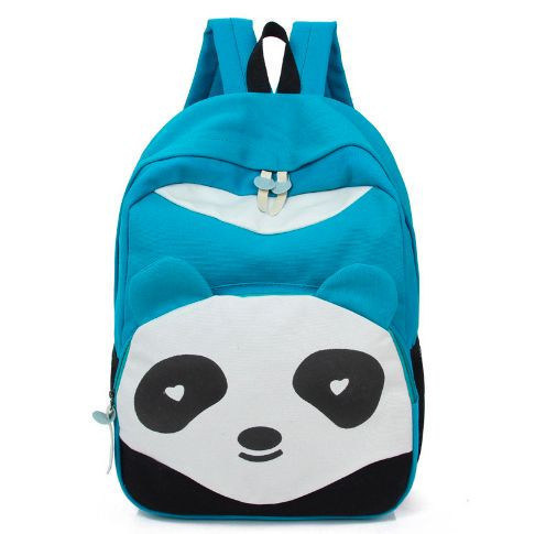 Голубой рюкзак для девочками с пандой и ушками