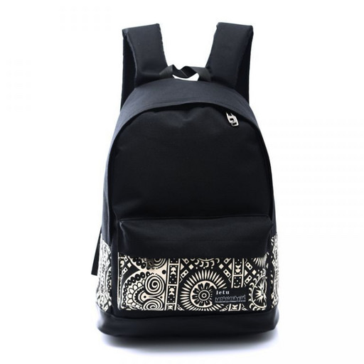 Черный рюкзак для девочки с узорами