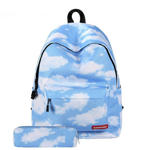 Рюкзак для девочки Голубые облака с пеналом