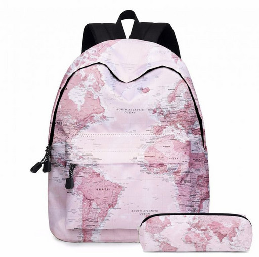 Рюкзак для девочки с пеналом и картой мира - 2