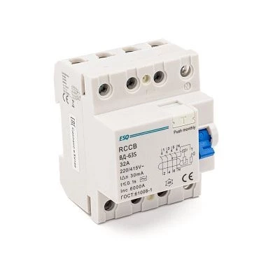 Устройство защитного отключения ВД-63S 4P 30G 0032 4 полюса, 32А/30мА/6кА (эл-мех, тип АC) ESQ