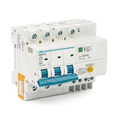 Дифавтомат ESQ АВДТ63S-6 С 3P+N 30G 20А 30мА 6кА