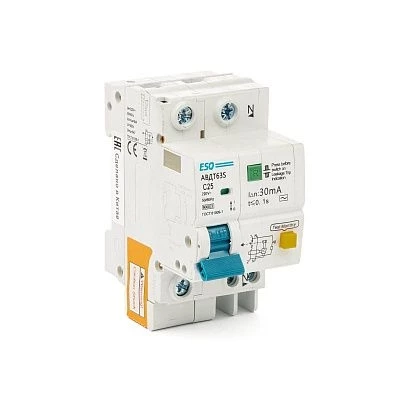 Дифавтомат ESQ АВДТ63S-6 С 1P+N 30G 25А 30мА 6кА