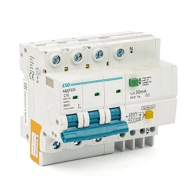Дифавтомат ESQ АВДТ63S-6 С 3P+N 30G 10А 30мА 6кА