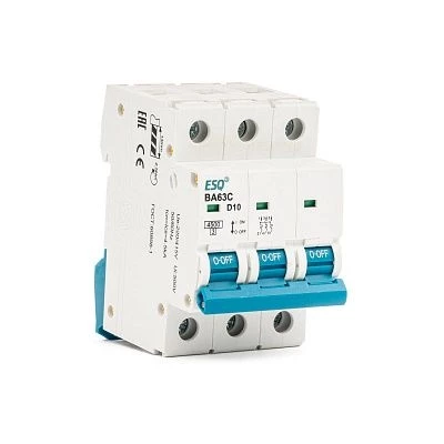 Автоматический выключатель ВА63C-4 D 3P 10А