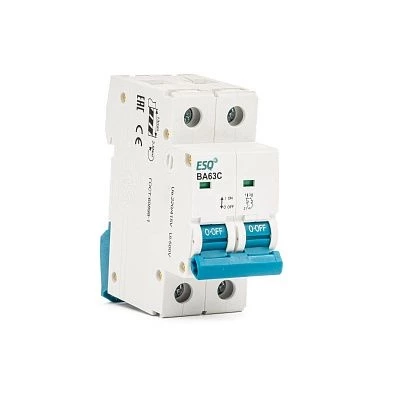 Автоматический выключатель ВА63C-10 D 2P 0010 2 полюсa, 10А ток к.з. 10кА хар-ка D ESQ