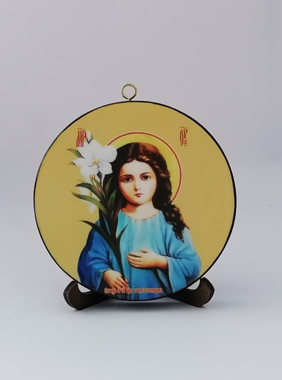 Трилетствующая. Круглая икона на дереве. Диаметр 12 см. Толщина 1,5 см, арт К015 Трилетствующая. Круглая икона на дереве. Диаметр 12 см. Толщина 1,5 см, арт К015