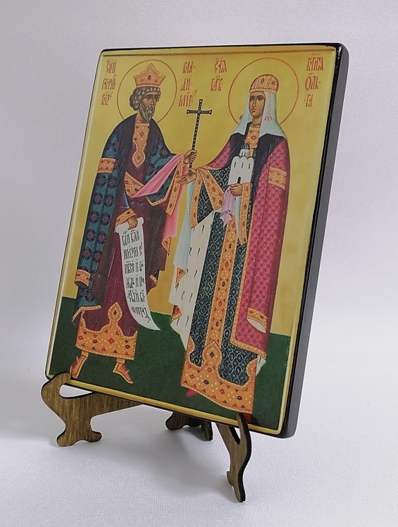 Святые Князь Владимир и Княгиня Ольга, арт И153 / 15 х 20 см