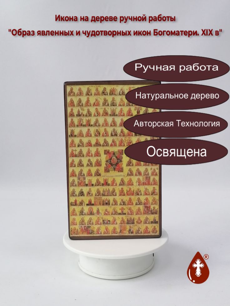 Образ явленных и чудотворных икон Богоматери. XIX в, 12x20x3 см, арт А7172 Образ явленных и чудотворных икон Богоматери. XIX в, 12x20x3 см, арт А7172