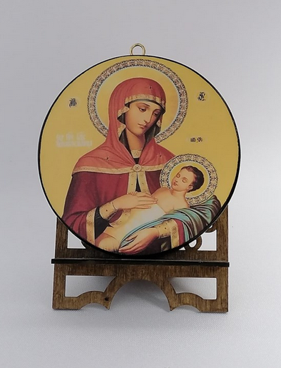 Пресвятая Богородица Успокоительница. Круглая икона на дереве. Диаметр 12 см. Толщина 1,5 см, арт К050 Пресвятая Богородица Успокоительница. Круглая икона на дереве. Диаметр 12 см. Толщина 1,5 см, арт К050