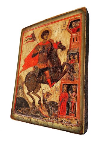 Икона на дереве "Икона Георгий Победоносец" Икона на дереве "Икона Георгий Победоносец"