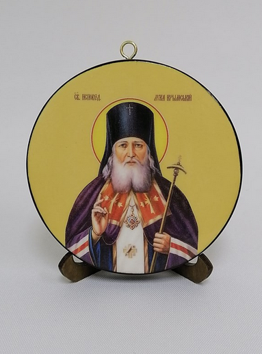 Лука Крымский. Круглая икона на дереве. Диаметр 12 см. Толщина 1,5 см, арт К046