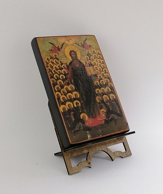 Двухсторонняя икона (Господь Спас Всемилостивый, Богородица Вертоград Заключенный), арт В8277 / 10 х 15 х 1,5 см (двухсторонняя икона) (Липа)