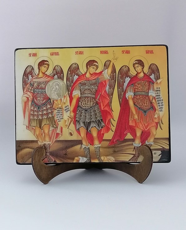 Архангелы Михаил, Гавриил и Рафаил, 15х20x1,8 см, арт И9027 Архангелы Михаил, Гавриил и Рафаил, 15х20x1,8 см, арт И9027