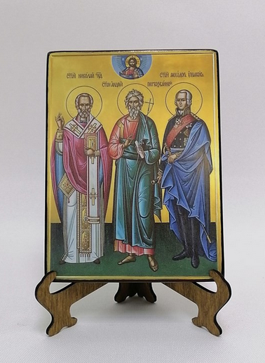 Николай Чудотворец, Андрей Первозванный, Федор Ушаков, 12x16х1,8 см, арт А7048-2 Николай Чудотворец, Андрей Первозванный, Федор Ушаков, 12x16х1,8 см, арт А7048-2