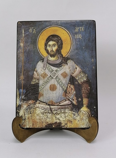 Артемий Антиохийский, св. вмч. Византия, XIV в., 15x20x1,8 см, арт А7050 Артемий Антиохийский, св. вмч. Византия, XIV в., 15x20x1,8 см, арт А7050