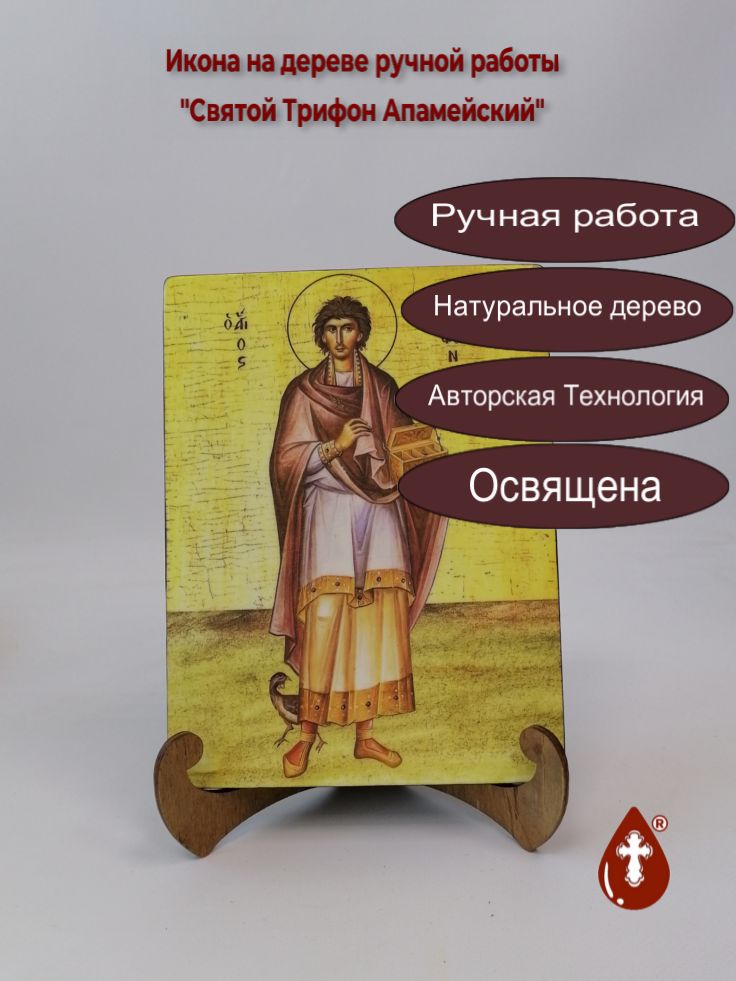 Святой Трифон Апамейский, 15x20x1,8 см, арт А5287 Святой Трифон Апамейский, 15x20x1,8 см, арт А5287