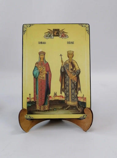 Святые Людмила и Вячеслав Чешские, 14x20x1,8 см, арт Б0284 Святые Людмила и Вячеслав Чешские, 14x20x1,8 см, арт Б0284