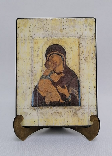 Андрей Рублёв (1360-1430) Владимирская икона Божией Матери, начало 15 века, арт A002 / 15х20х1,8 см Андрей Рублёв (1360-1430) Владимирская икона Божией Матери, начало 15 века, арт A002 / 15х20х1,8 см