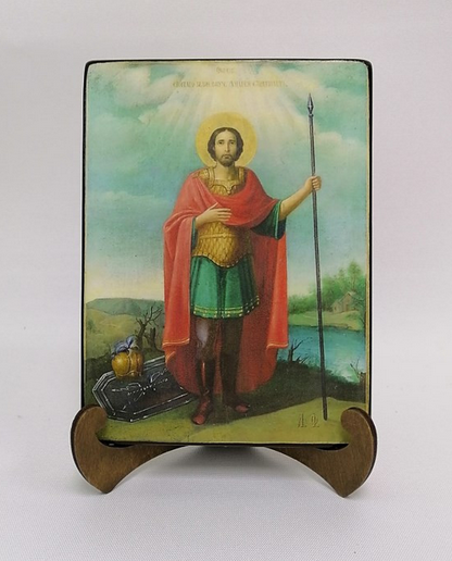 Святой великомученик Андрей Стратилат, арт И788 / 15 х 20 х 1,8 см (Сосна АА)