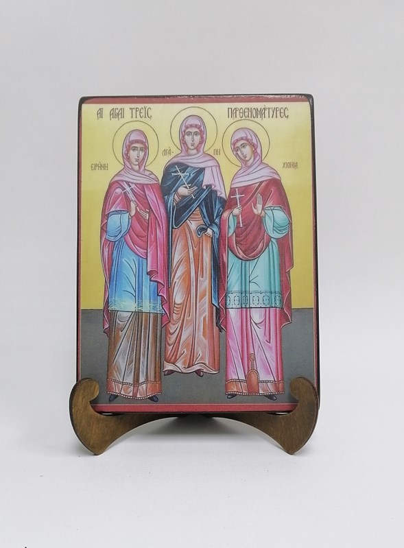 Мученицы Агапия, Ирина и Хиония, арт В4692, 15x20х1,8 см