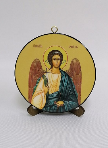 Ангел-Хранитель. Круглая икона на дереве диаметр 12 х 1,5 см, арт К008 Ангел-Хранитель. Круглая икона на дереве диаметр 12 х 1,5 см, арт К008
