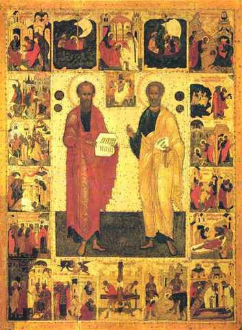 Святые Петр и Павел в житии, 12x16x3 см, арт А3494