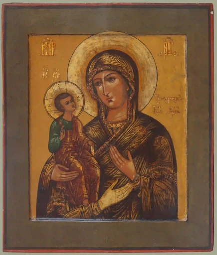 Богоматерь Троеручица, Конец XIX в., 17x20x1,8 см, арт Д0012