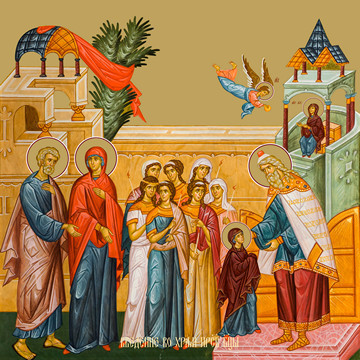Введение во храм Пресвятой Богородицы, 30x40x4 см, арт Ид12208