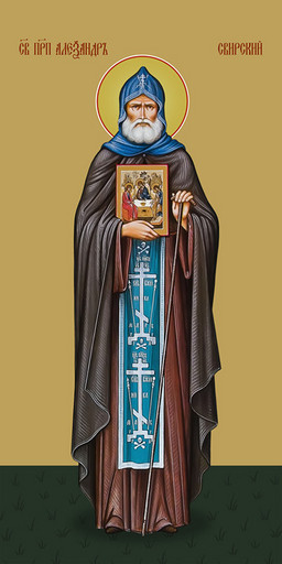 Мерная икона, Александр Свирский, преподобный, 25x52 см, арт Ид14617