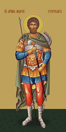 Мерная икона, Андрей Стратилат, святой мученик, 25x50 см, арт Ид14643