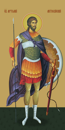 Мерная икона, Артемий Антиохийский, святой, 25x52 см, арт Ид14673