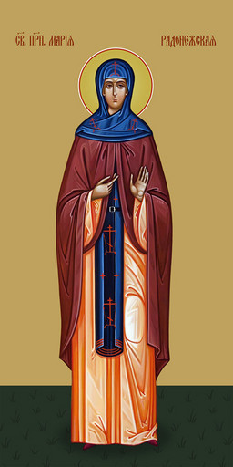 Мерная икона, Мария Радонежская, святая преподобная, 25x52 см, арт Ид14937