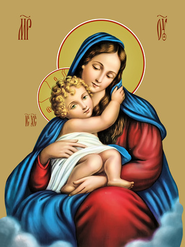 Пресвятая Дева Мария с младенцем, 15x20 см, арт Ид3619